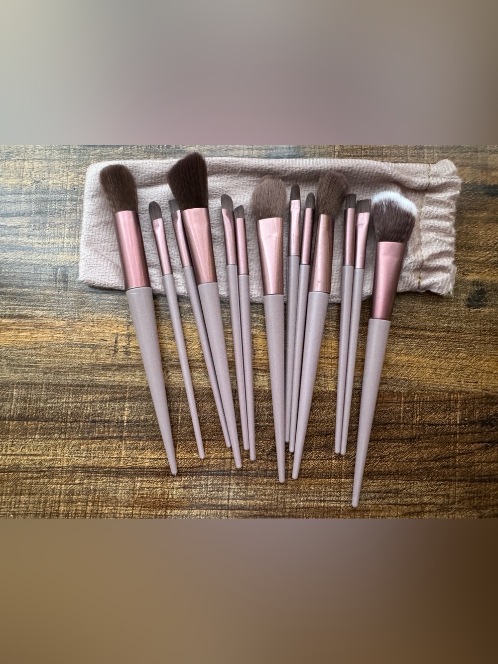 13 Pcs Makeup Brush Set with Travel Storage Pouch Nude Pink New
